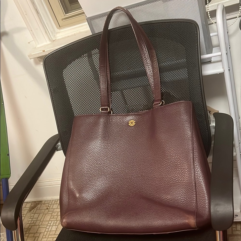 DAGNE & DOVER Elegant Maroon Leather Tote Bag